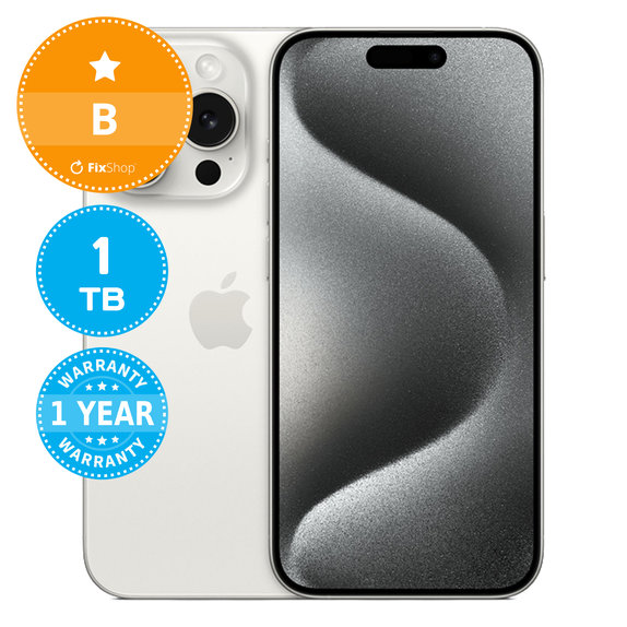 Apple iPhone 15 Pro White Titanium 1TB B Prenovljen