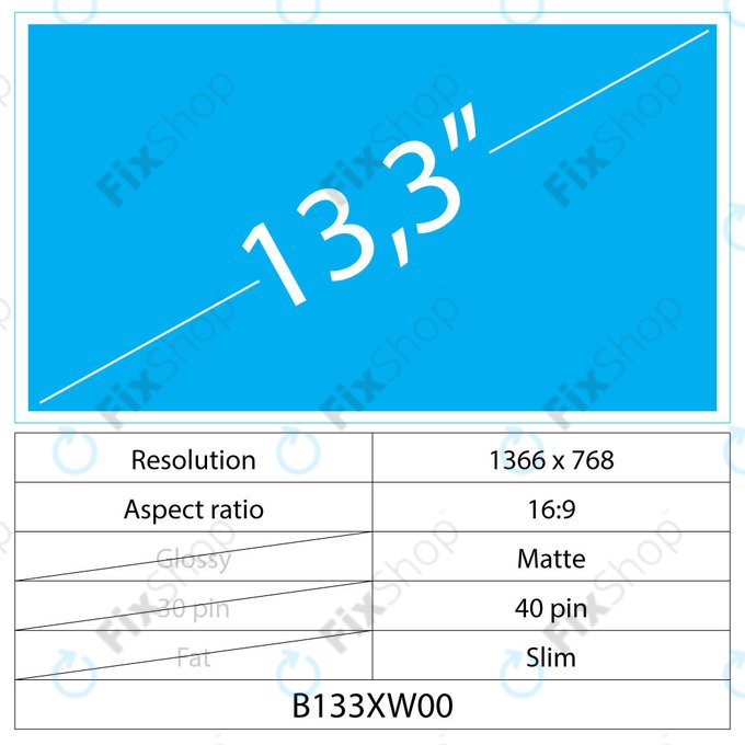 13.3 LCD Slim mat 40 pin HD
