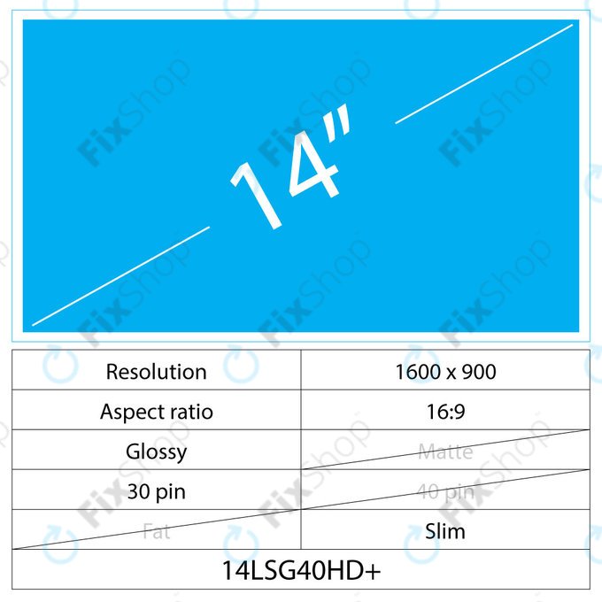 14 LCD Slim sijajni 40 pin HD+