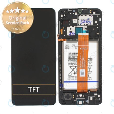 Samsung Galaxy A12 A125F - LCD zaslon + steklo na dotik + okvir + baterija (Black) - GH82-24708A, GH82-24709A Genuine Service Pack