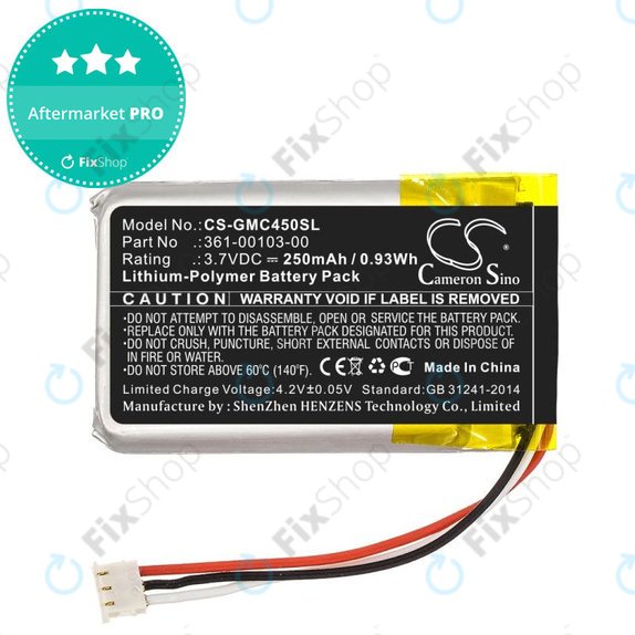 Baterija za Garmin DashCam 45, DashCam 46, DashCam 55, DashCam 56, DashCam 66, 250mAh, Li-Pol, 3.7V, 361-00103-00, HQ