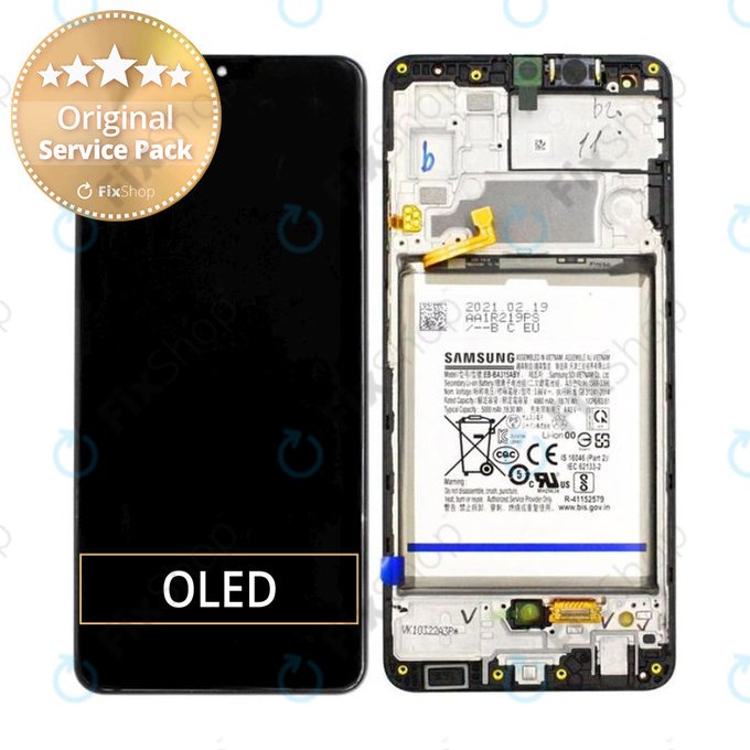 Samsung Galaxy A32 A325F - LCD zaslon + steklo na dotik + okvir + baterija (Awesome Black) - GH82-25611A, GH82-25612A Genuine Service Pack