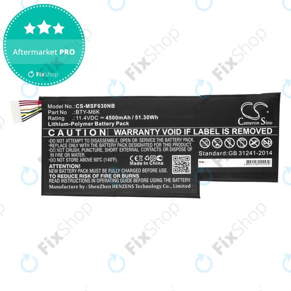 Baterija za MSI GF63, MSI GF75, MSI GS63, 4500mAh, Li-Pol, 11.4V, BTY-M6K, HQ