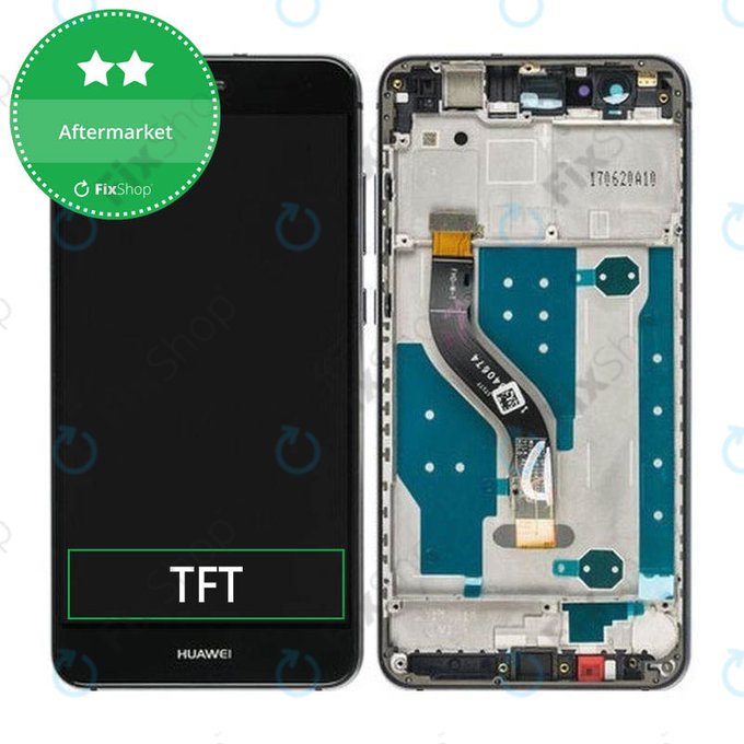 Huawei P10 lite - LCD zaslon + steklo na dotik + okvir (Graphite Black) TFT