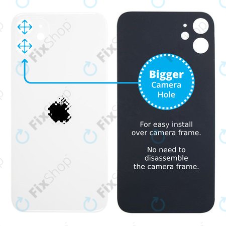 Apple iPhone 11 - Steklo zadnjega ohišja s povečano odprtino za kamero (White)