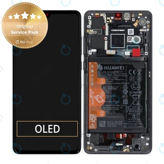 Huawei P30 - LCD zaslon + steklo na dotik + okvir + baterija (Black) - 02354HLT Genuine Service Pack