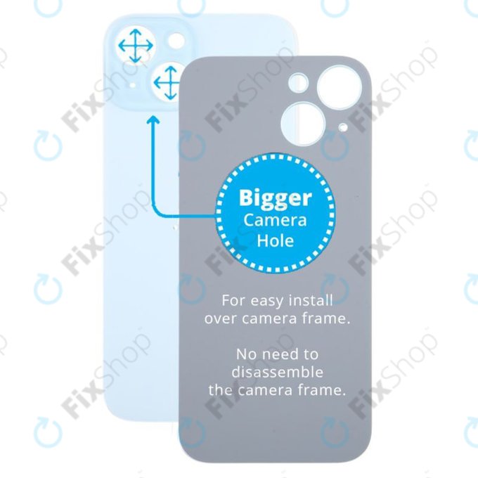 Apple iPhone 15 - Steklo zadnjega ohišja s povečano luknjo za kamero (Blue)