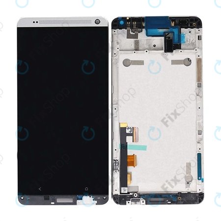 HTC One Max - LCD zaslon + steklo na dotik + okvir (Silver) - 80H01666-01 Genuine Service Pack