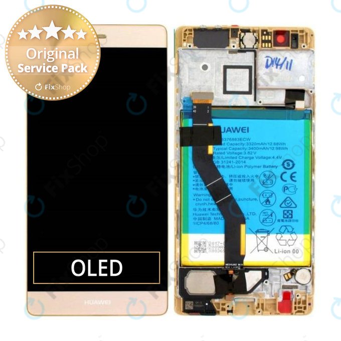 Huawei P9 Plus - LCD zaslon + steklo na dotik + okvir + baterija (Gold) - 02350SUQ, 02350SUW Genuine Service Pack