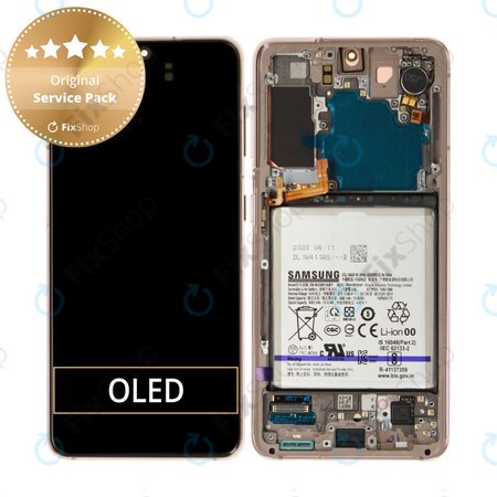 Samsung Galaxy S21 G991B - LCD zaslon + steklo na dotik + okvir + baterija (Violet) - GH82-27254B Genuine Service Pack