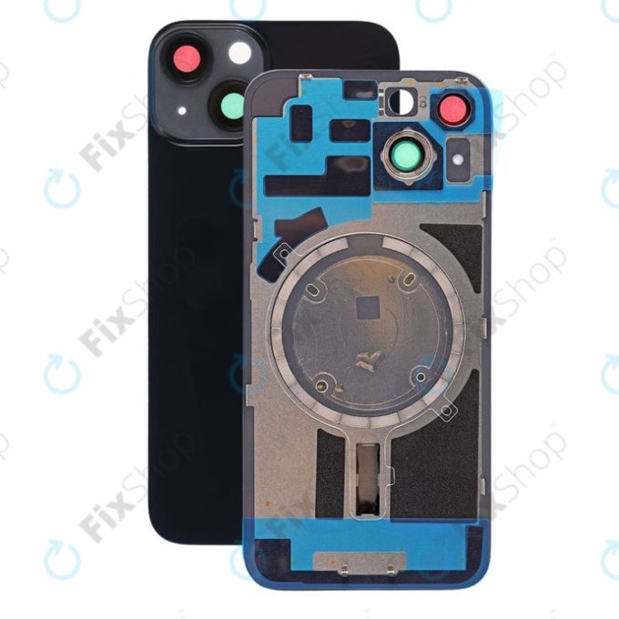 Apple iPhone 14 - Steklo zadnjega ohišja + Leča kamere + Kovinska plošča + Magsafe magnet (Midnight)