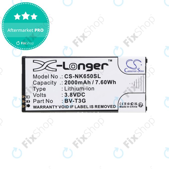 Baterija za Nokia Lumia 650, 2000mAh, Li-Ion, 3.8V, BV-T3G, HQ