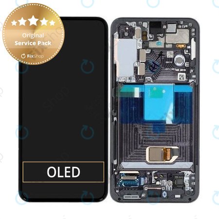 Samsung Galaxy S22 S901B - LCD zaslon + steklo na dotik + okvir (Phantom Black) - GH82-27520A, GH82-27521A Genuine Service Pack