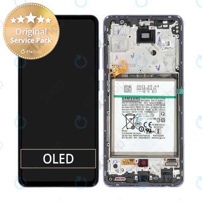 Samsung Galaxy A52 A525F, A526B - LCD zaslon + steklo na dotik + okvir + baterija (Awesome Violet) - GH82-25229C, GH82-25230C Genuine Service Pack