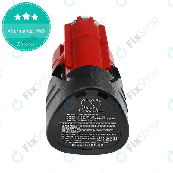 Baterija za Milwaukee M12 Redlithium XC 4.0, M12 B3 XC, M12 B4 XC, 2000mAh, Li-Ion, 12V, -, HQ