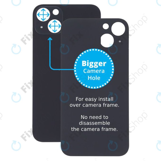 Apple iPhone 13 - Steklo zadnjega ohišja s povečano odprtino za kamero (Midnight)