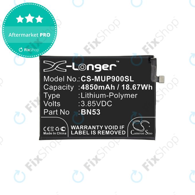 Baterija za Xiaomi Redmi Note 9 Pro, 4850mAh, Li-Pol, 3.85 V, BN53, HQ