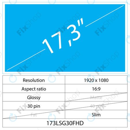 17.3 LCD Slim sijajni 30 pin FHD