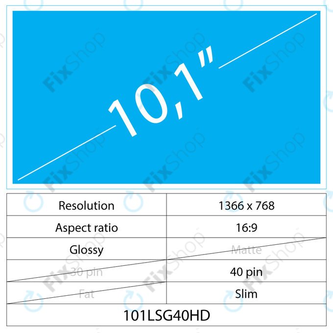 10.1 LCD Slim sijajni 40 pin HD