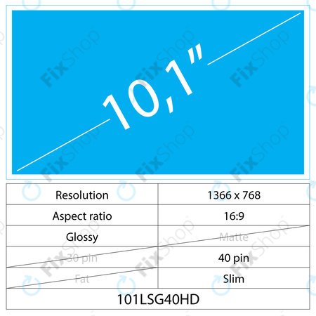 10.1 LCD Slim sijajni 40 pin HD