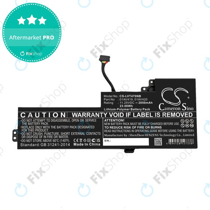 Baterija za Lenovo Thinkpad A285, T470, T480, 2050mAh, Li-Pol, 11.25V, 01AV419, HQ