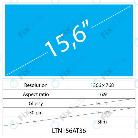 15.6 LCD Slim sijajni 30 pin HD