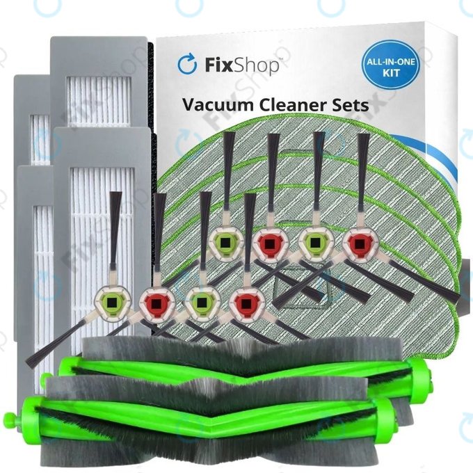 Komplet nadomestnih delov za iRobot Roomba Combo 1138, Ecovacs Deebot Ozmo 930 (2x Glavni krtači, 4x Filtri, 4 pari stranskih krtač, 4x Krpe za brisanje)