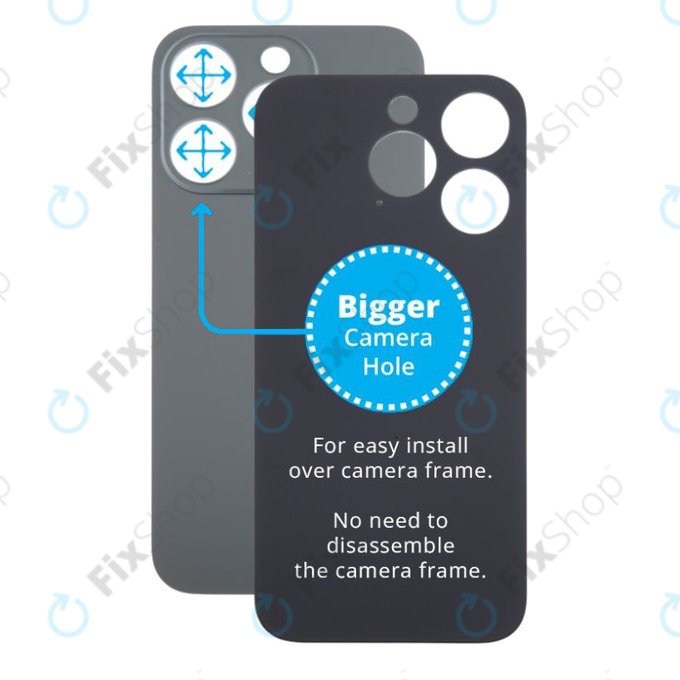 Apple iPhone 15 Pro - Steklo zadnjega ohišja s povečano luknjo za kamero (Black Titanium)