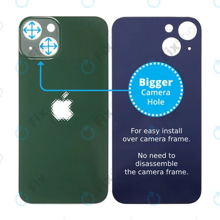 Apple iPhone 13 - Steklo zadnjega ohišja s povečano odprtino za kamero (Green)