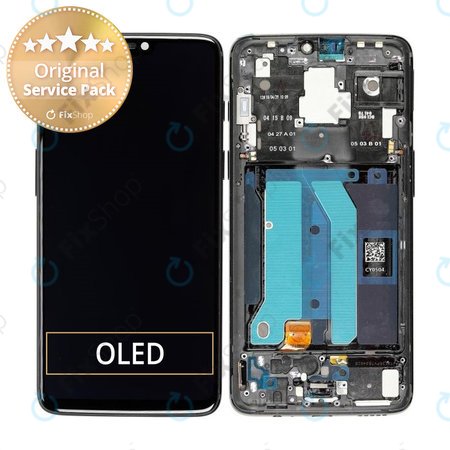 OnePlus 6 - LCD zaslon + steklo na dotik + okvir (Mirror Black) - 2011100029 Genuine Service Pack