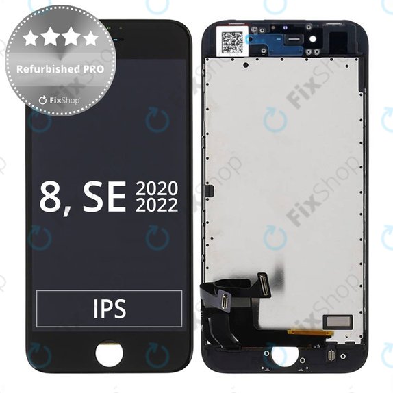 Apple iPhone 8, SE (2020), SE (2022) - LCD zaslon + steklo na dotik + okvir (Black) Refurbished PRO