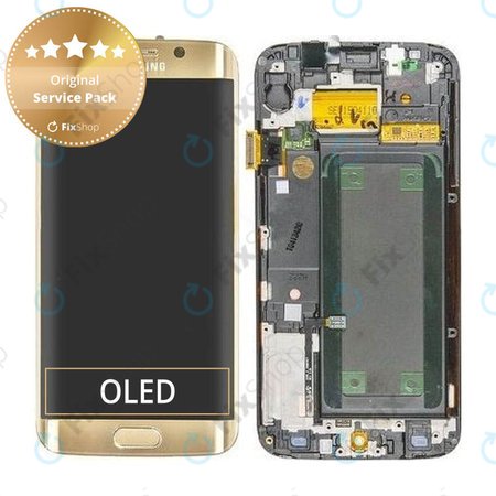 Samsung Galaxy S6 Edge G925F - LCD zaslon + steklo na dotik + okvir (Gold Platinum) - GH97-17162C, GH97-17317C, GH97-17334C Genuine Service Pack