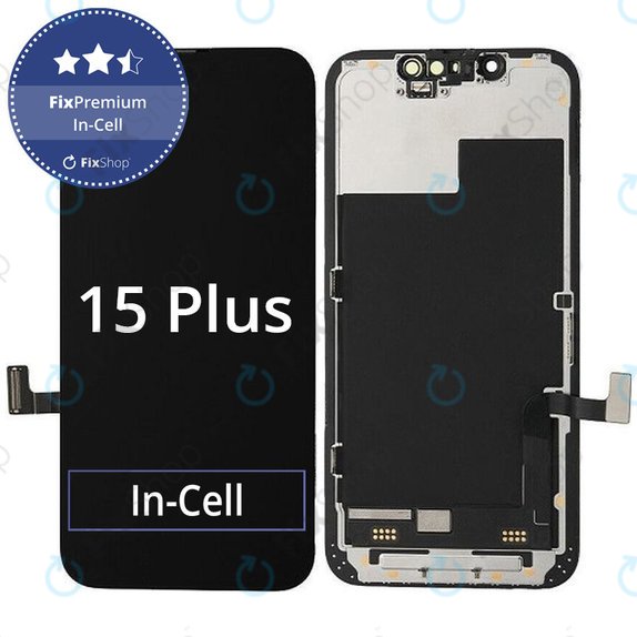Zaslon In-Cell FHD za iPhone 15 Plus, Steklo na dotik z okvirjem, FixPremium