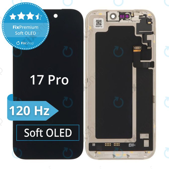 Zaslon Soft OLED 120Hz za iPhone 17 Pro - Steklo na dotik + Okvir, Genuine Apple