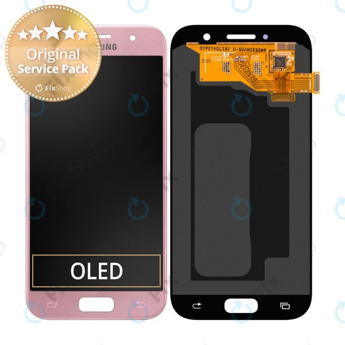 Samsung Galaxy A5 A520F (2017) - LCD zaslon + steklo na dotik (peach cloud) - GH97-19733D, GH97-20135D Genuine Service Pack