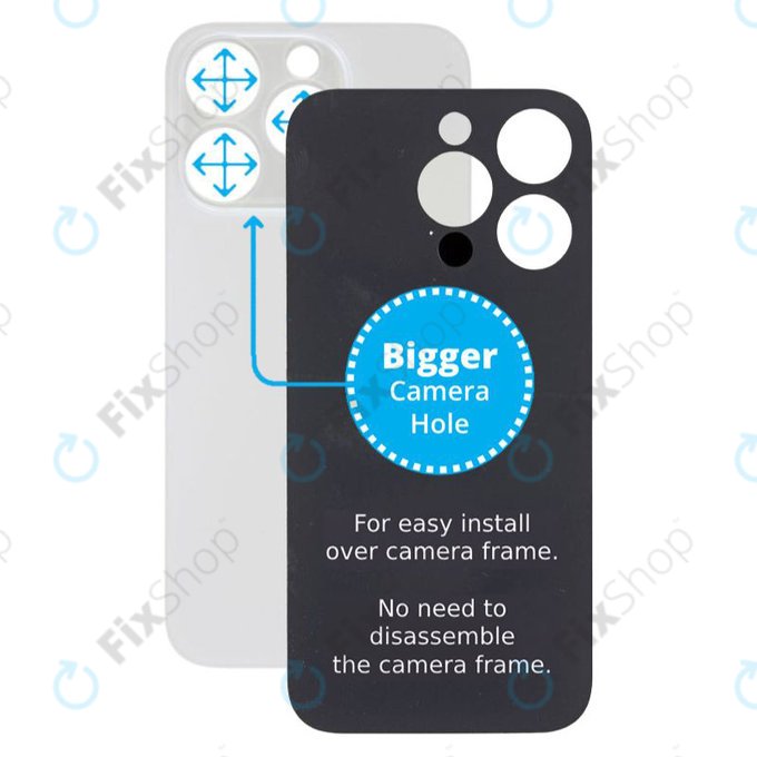 Apple iPhone 14 Pro - Steklo zadnjega ohišja s povečano luknjo za kamero (Silver)