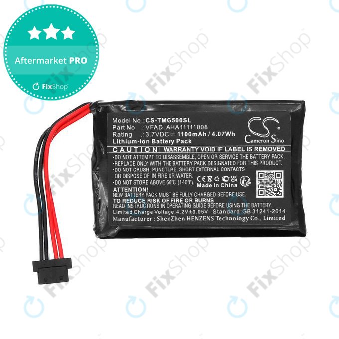 Baterija za TomTom GO 5000, 5100, 6000, 6100, 6200, Pro 5250, 1100mAh, Li-Ion, 3.7V, VFAD, HQ