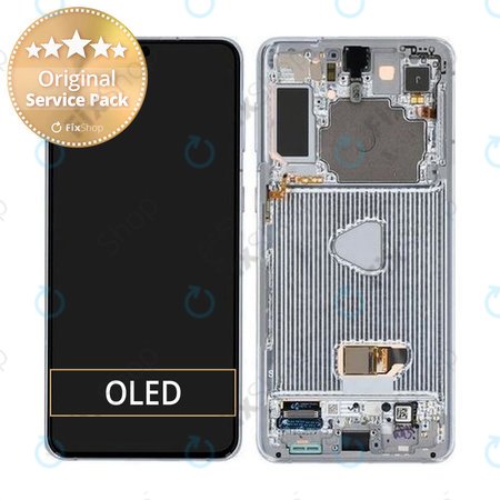 Samsung Galaxy S21 Plus G996B - LCD zaslon + steklo na dotik + okvir (Phantom Silver) - GH82-24554C, GH82-27268C, GH82-24553C Genuine Service Pack