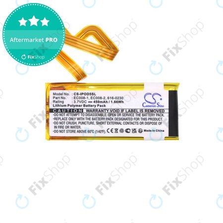 Baterija za Apple iPod Classic 6th Gen, iPod 5G, iPod Video, 450mAh, Li-Pol, 3.7V, EC008, HQ