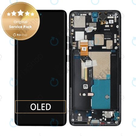 Motorola Edge 50 Pro - LCD zaslon + steklo na dotik + okvir (Black Beauty) - 5D68C24092, 5D68C24322 Genuine Service Pack