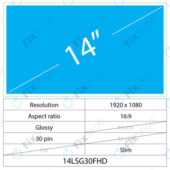 14 LCD Slim sijajni 30 pin FHD