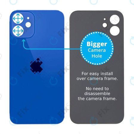 Apple iPhone 12 Mini - Steklo zadnjega ohišja s povečano odprtino za kamero (Blue)