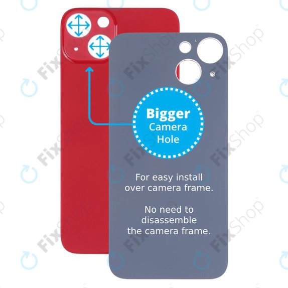 Apple iPhone 13 - Steklo zadnjega ohišja s povečano odprtino za kamero (Red)