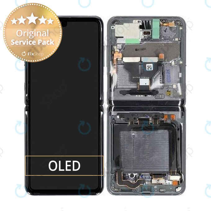 Samsung Galaxy Z Flip 5G F707B - LCD zaslon + steklo na dotik + okvir (Mystic Grey) - GH82-27359A Genuine Service Pack