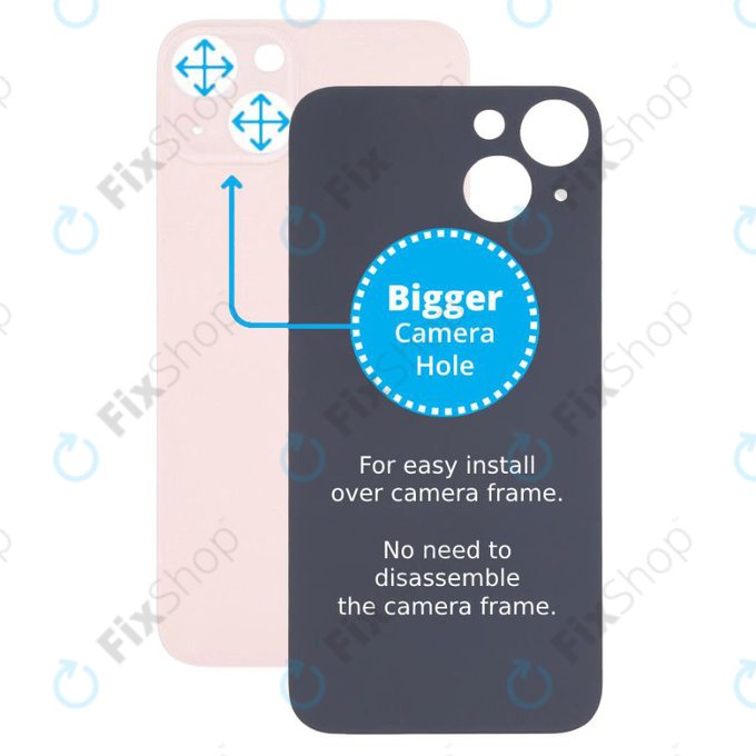 Apple iPhone 13 - Steklo zadnjega ohišja s povečano odprtino za kamero (Pink)