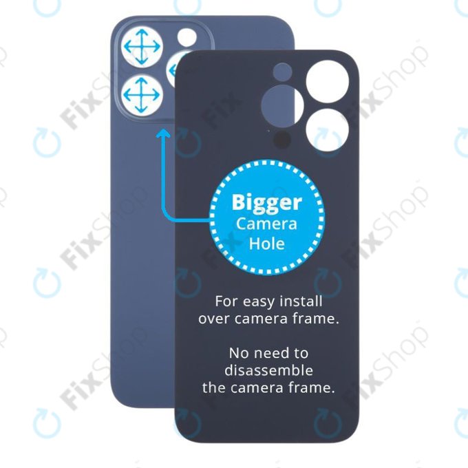 Apple iPhone 15 Pro Max - Steklo zadnjega ohišja s povečano luknjo za kamero (Blue Titanium)
