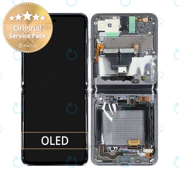 Samsung Galaxy Z Flip 5G F707B - LCD zaslon + steklo na dotik + okvir (Mystic Grey) - GH82-23351A Genuine Service Pack
