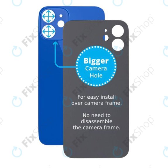 Apple iPhone 12 Mini - Steklo zadnjega ohišja s povečano odprtino za kamero (Blue)