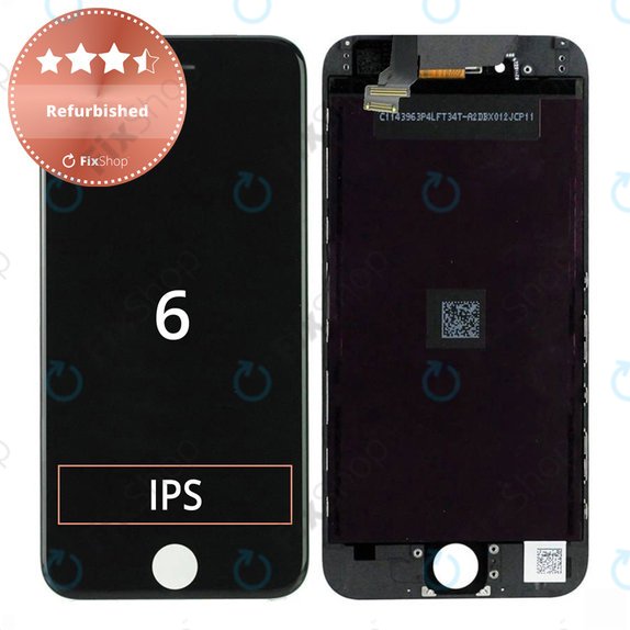 Zaslon za iPhone 6, Black, Steklo na dotik z okvirjem, Refurbished