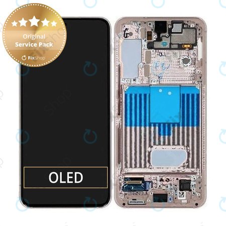 Samsung Galaxy S22 S901B - LCD zaslon + steklo na dotik + okvir (Pink Gold) - GH82-27520D, GH82-27521D Genuine Service Pack